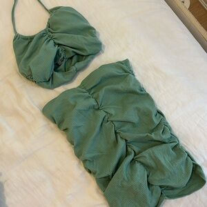 Ribbed two piece skirt set